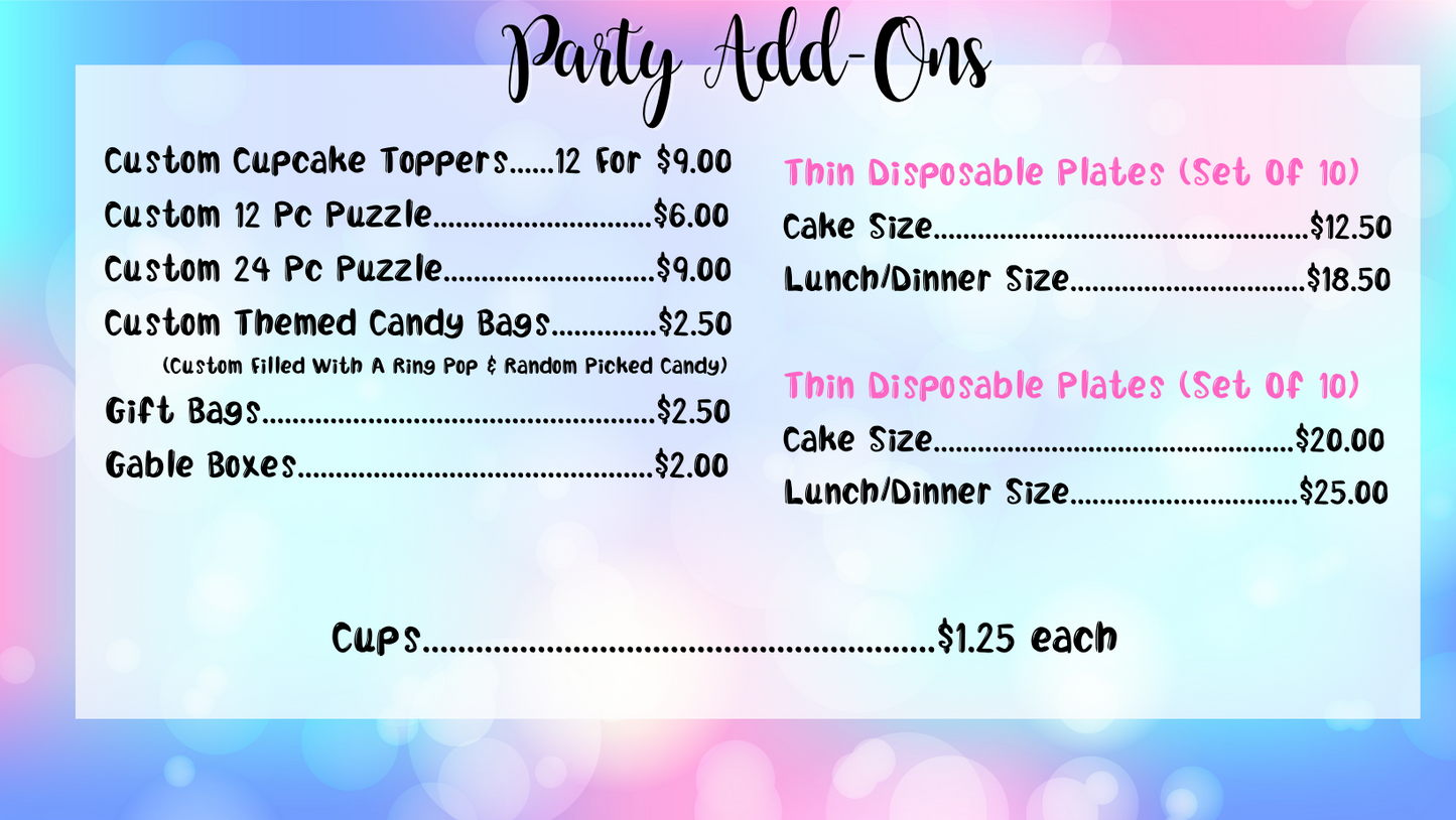 Custom Party Package Add-Ons