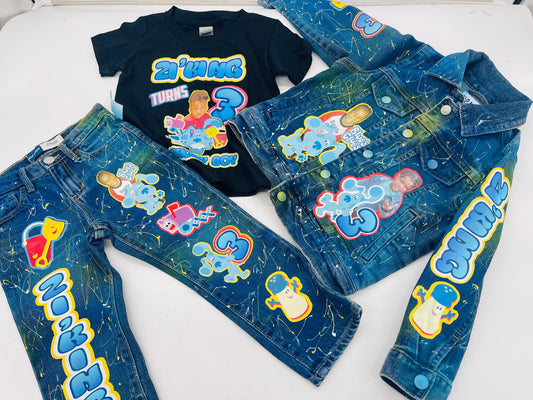 Custom Denim Pant & Jacket Set - Boys