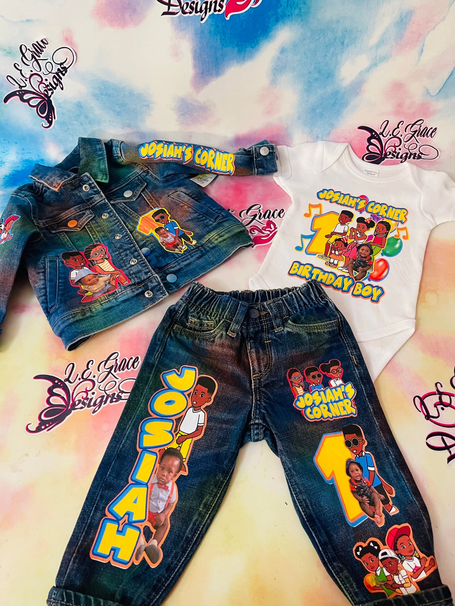 Custom Denim Pant & Jacket Set - Boys